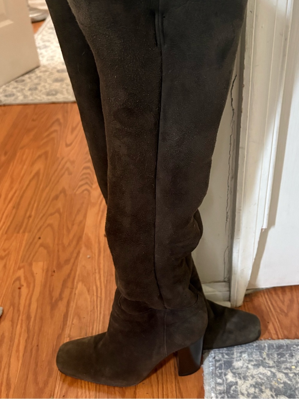 RARE, Authentic PRADA Milano Dark Brown Suede  Knee High Boots (37.5/US 7.5) - Picture 9 of 9